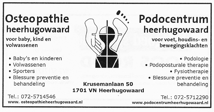 Advertentie Osteopathie en Podocentrum Heerhugowaard
