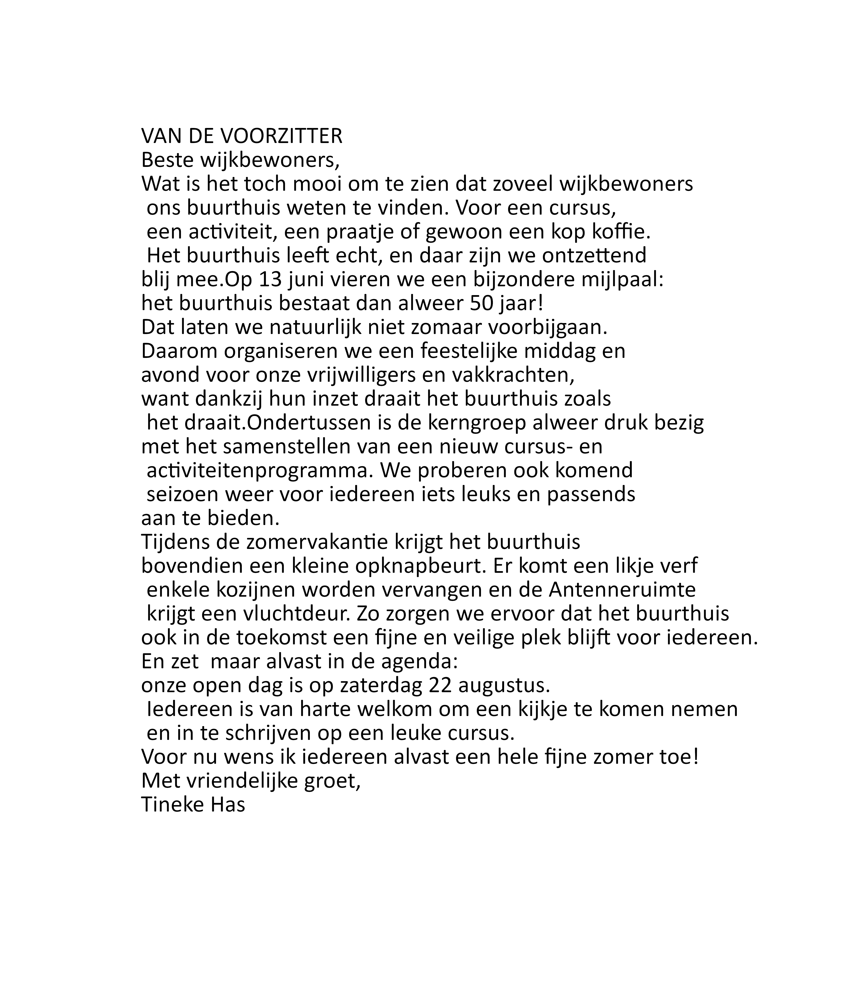 Van de voorzitter